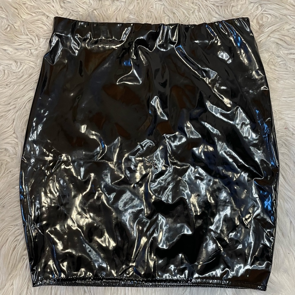Vinyl High Waist Mini Skirt ~
